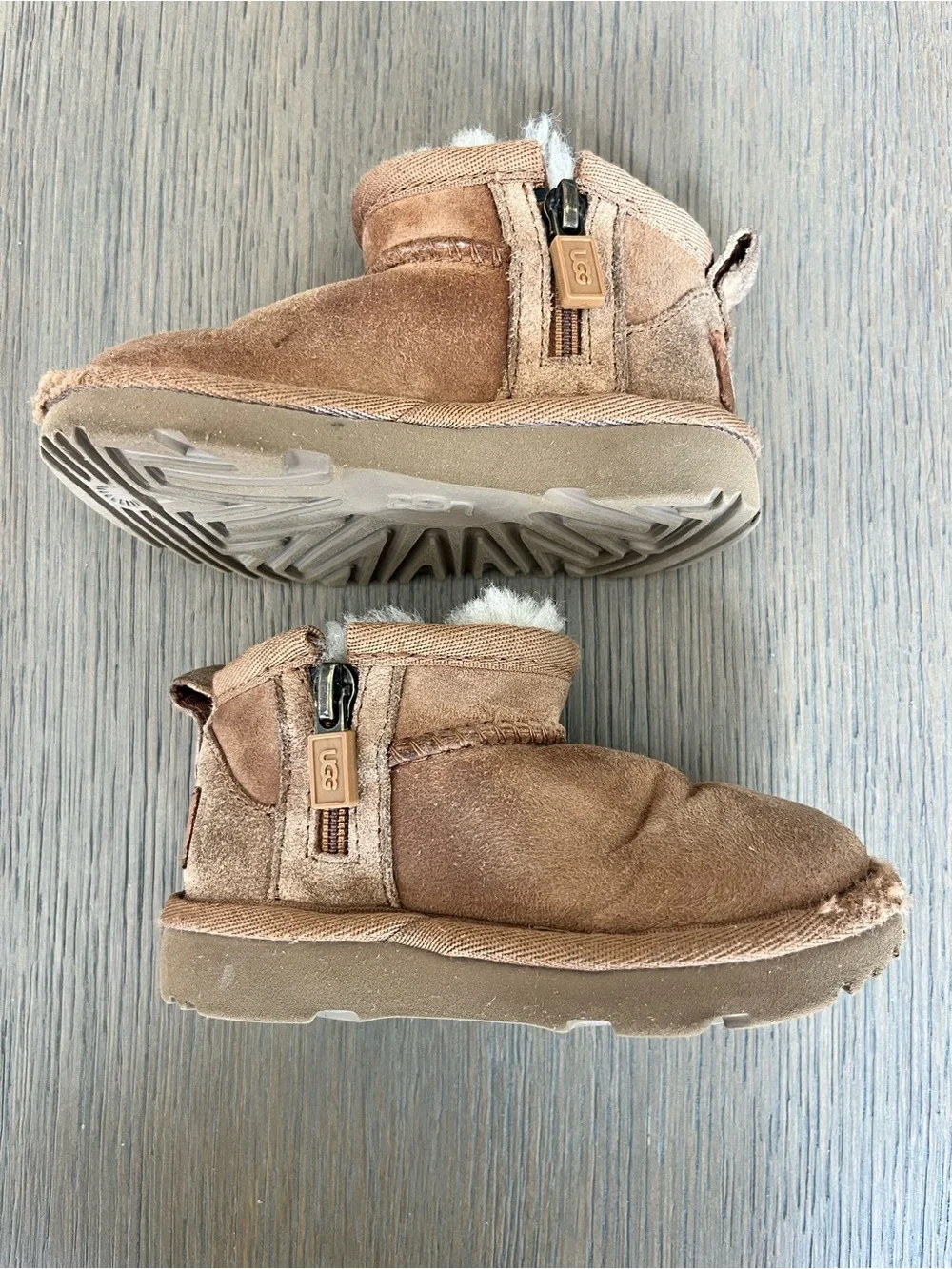 UGG Kids Chestnut Suede Shearling Mini Boots